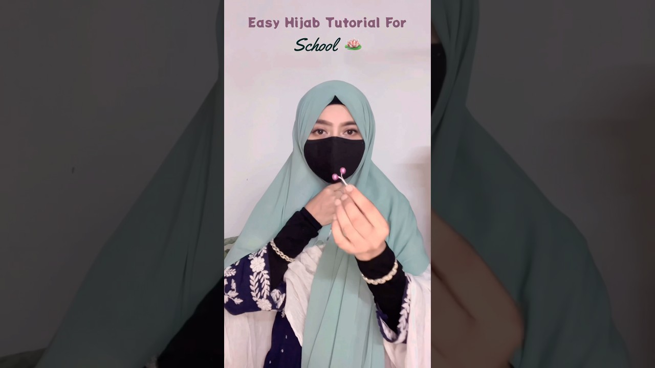 Easy School College Hijab 🌸Tutorial With Mask #shorts