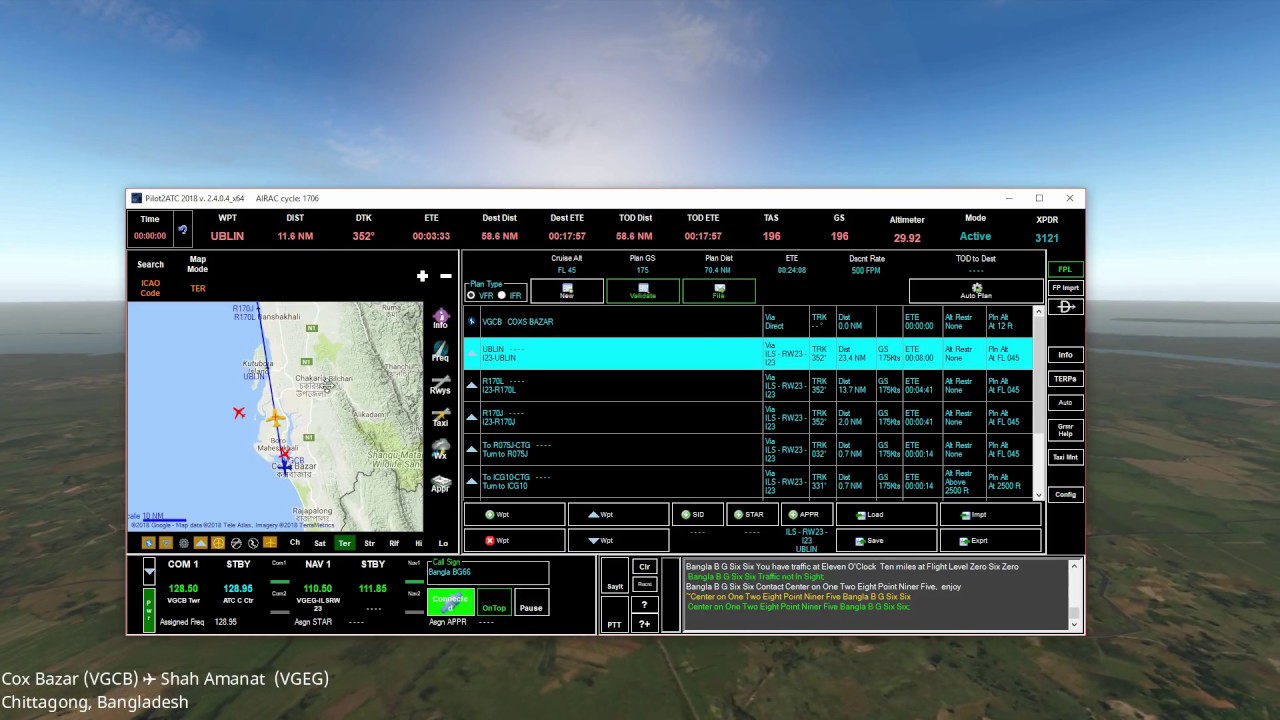 Review Pilot2ATC for flight sim X-Plane FSX P3D as complete ATC solution (Cox's Bazar ✈ Chittagong)