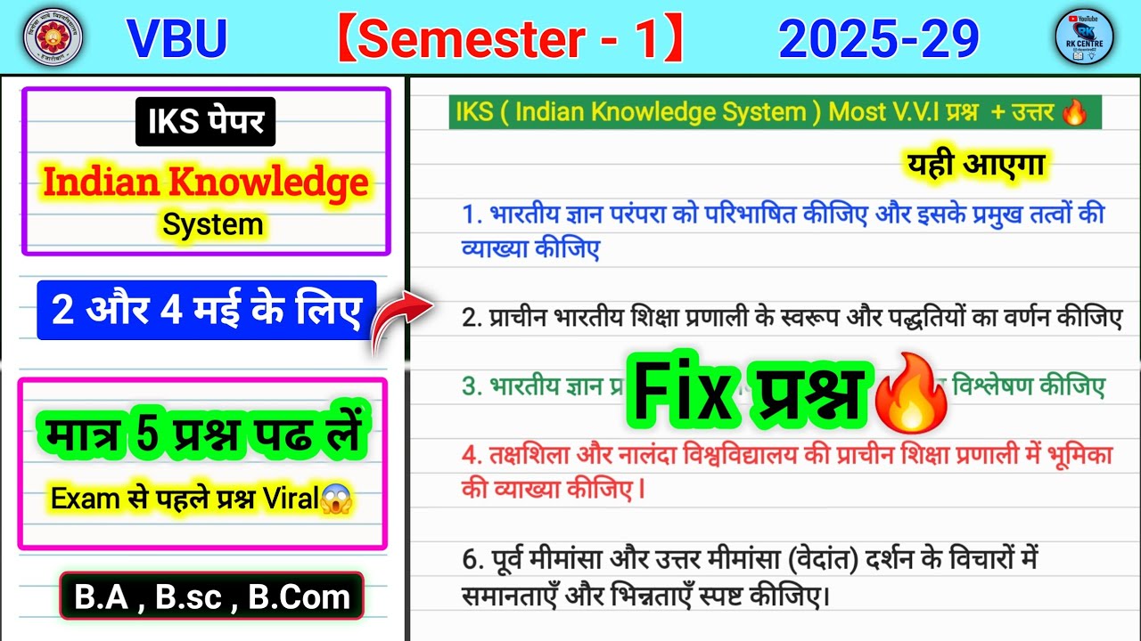 IKS Indian knowledge system important questions। iks Indian knowledge system sem 1