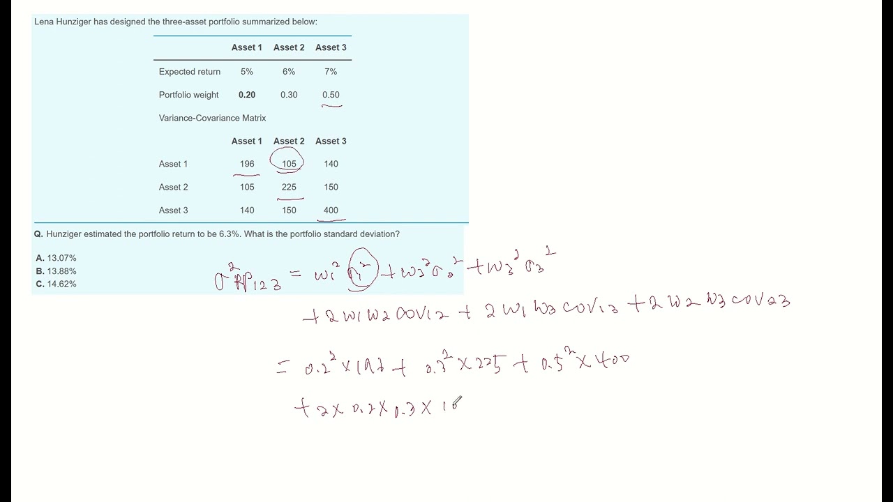 Portfolio Standard Deviation - CFA Level1 practice question