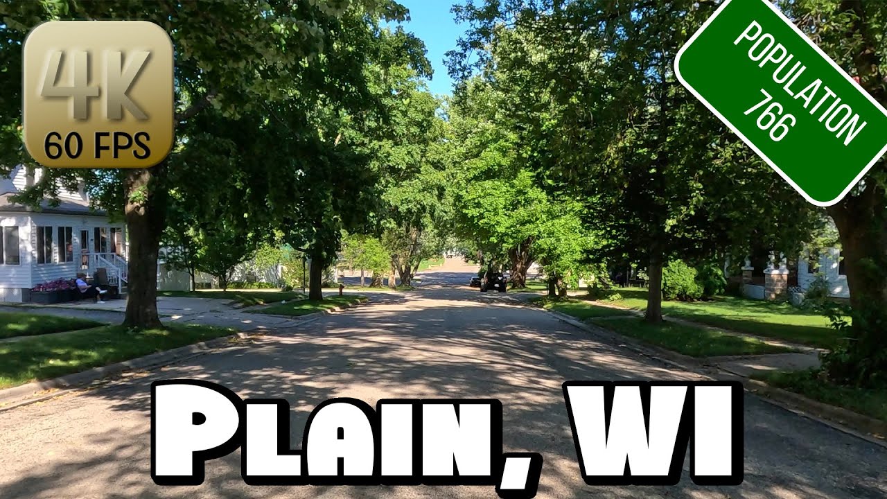 Driving Around Small Town Plain, Wisconsin in 4k Video