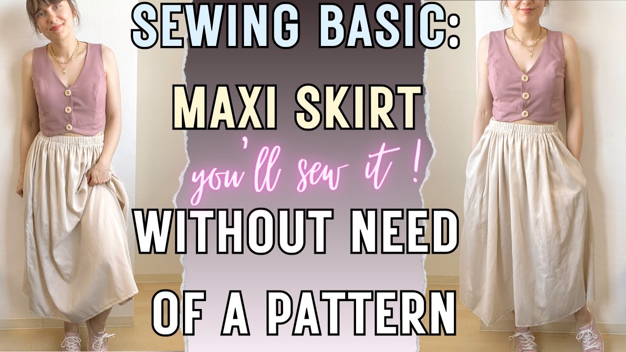 🍓How to Sew a Maxi Skirt with No Pattern  Beginners Sewing Lesson 🍓