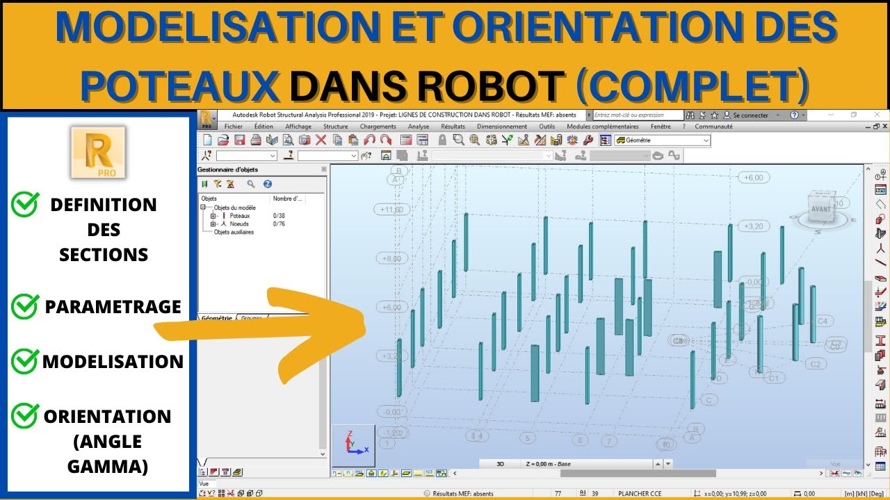 RSA 08: MODELISATION ET ORIENTATION DES POTEAUX DANS ROBOT STRUCTURAL ANALYSIS (COMPLET)