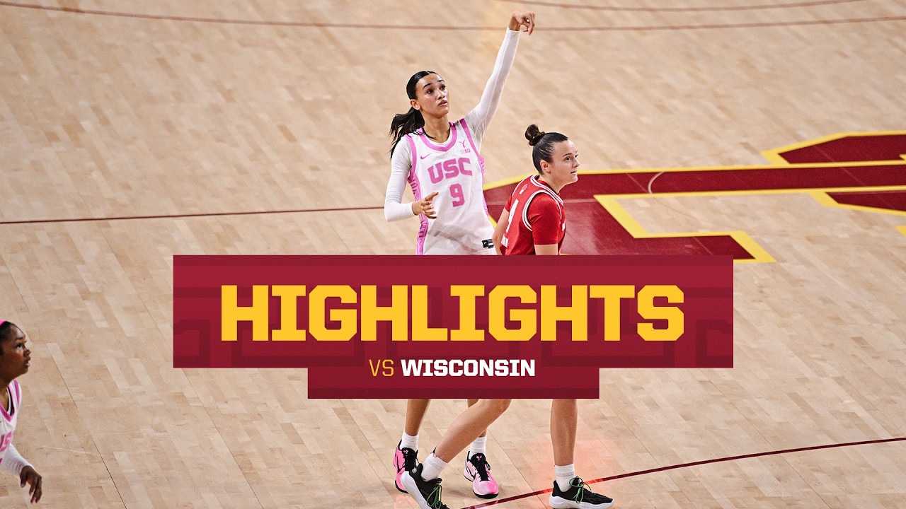 USC Women&rsquo;s Basketball vs Wisconsin Highlights | Trojans win 66-59