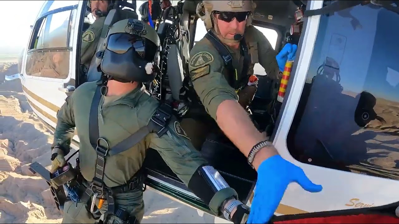 Hoist rescue of female medical aid, severe dehydration, Painted Canyon-Coachella, CA