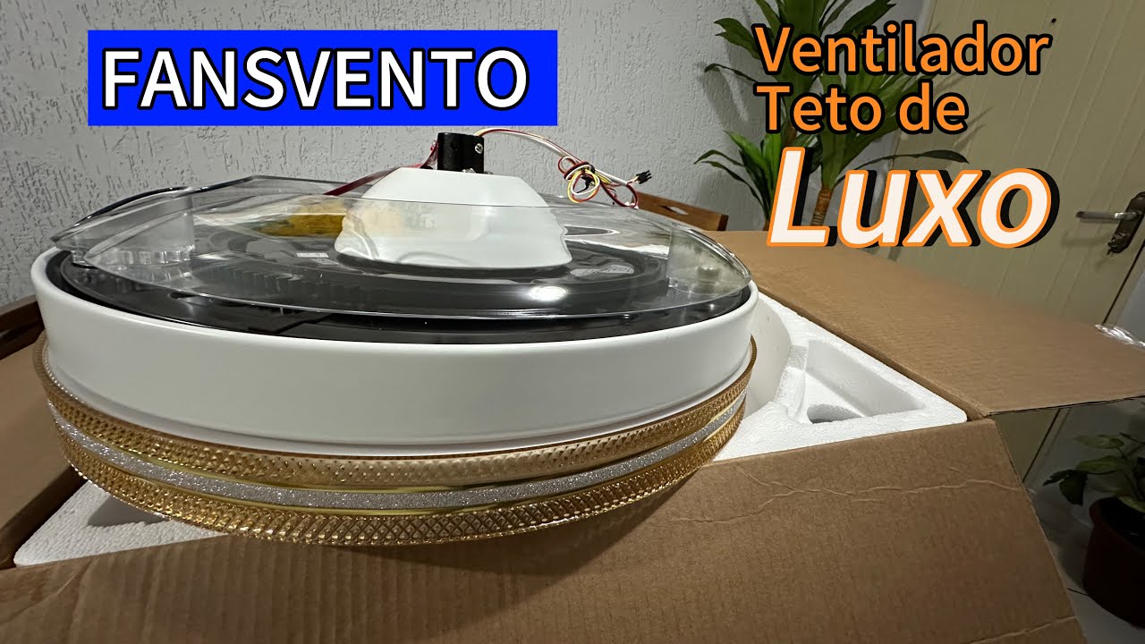 Ventilador de teto com luminária FANSVENTO inverter com hélices retráteis 