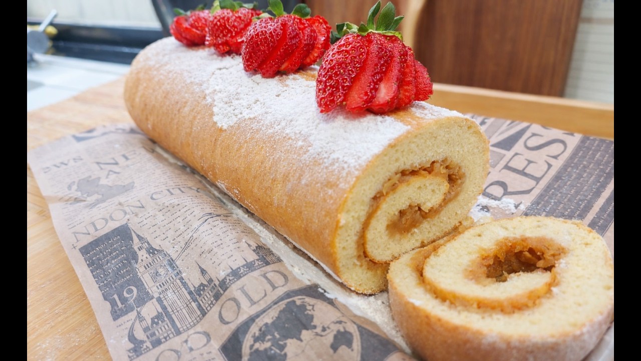 Лёгкий яблочный швейцарский рулет 🍎 Мягкий, пышный и простой десерт