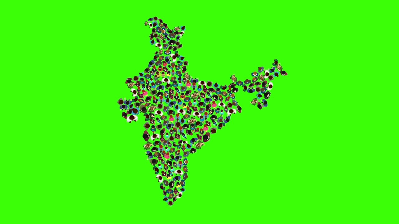 india map people Green Screen Video | Indian Population Green Screen | People India map video