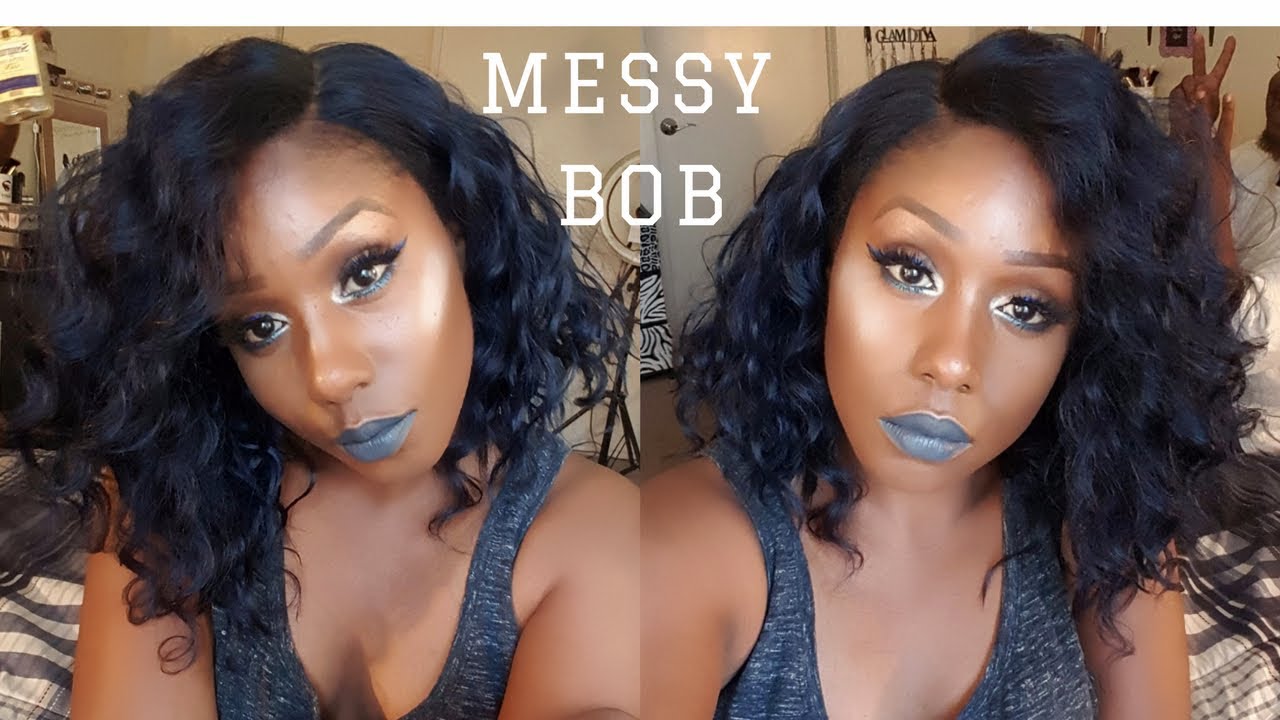 Blue Messy Bob! Mane Concept Brown Sugar Pre Tweezed Part Lace Front Wig  BS129 |  DivaTress.com