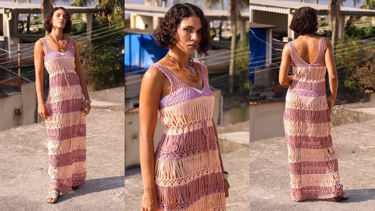 SAÍDA DE PRAIA/VESTIDO LONGO EM CROCHÊ PERUANO - HENRIQUE SILVA TV