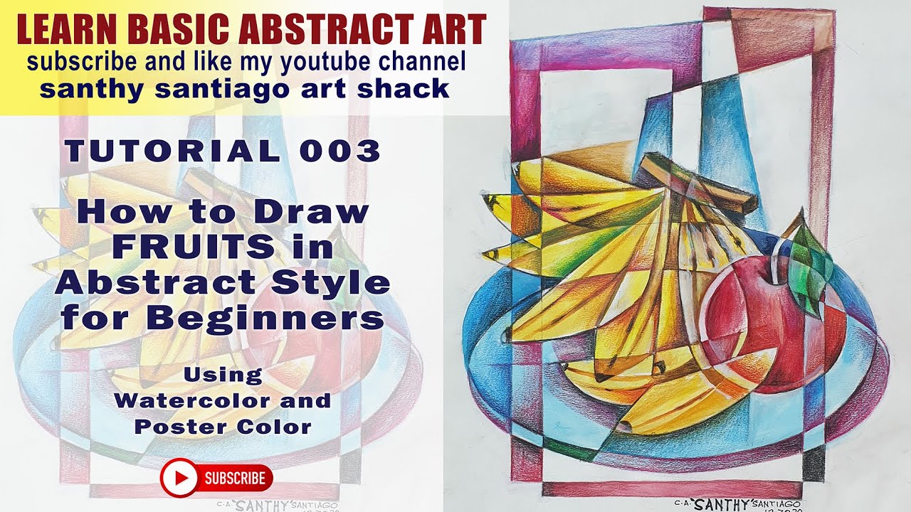How to Draw Abstract Art Using Basic Shapes 003/Fruits Abstract Style Tutorial for Beginners