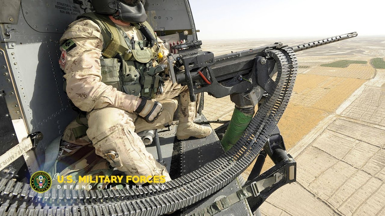 U.S. Marines Helicopter Door Gunner in Action