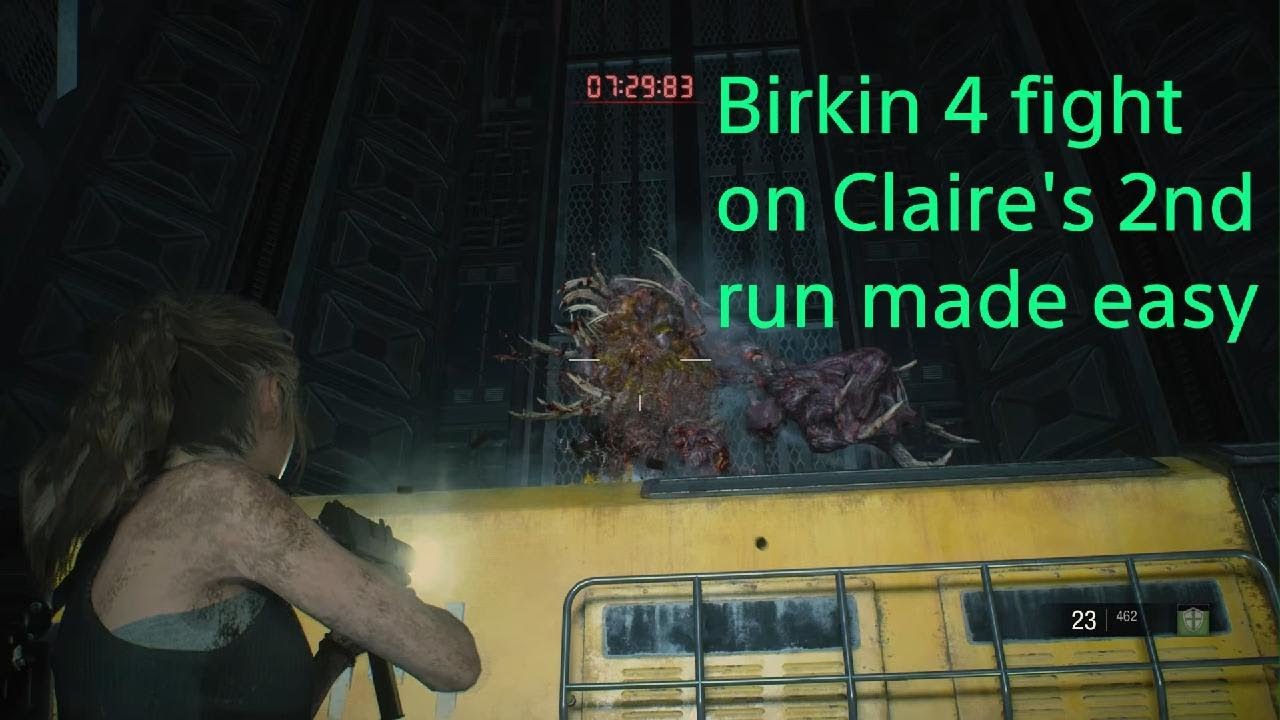 RESIDENT EVIL 2 Remake Birkin 4 fight for Claire hardcore 2nd run made easy