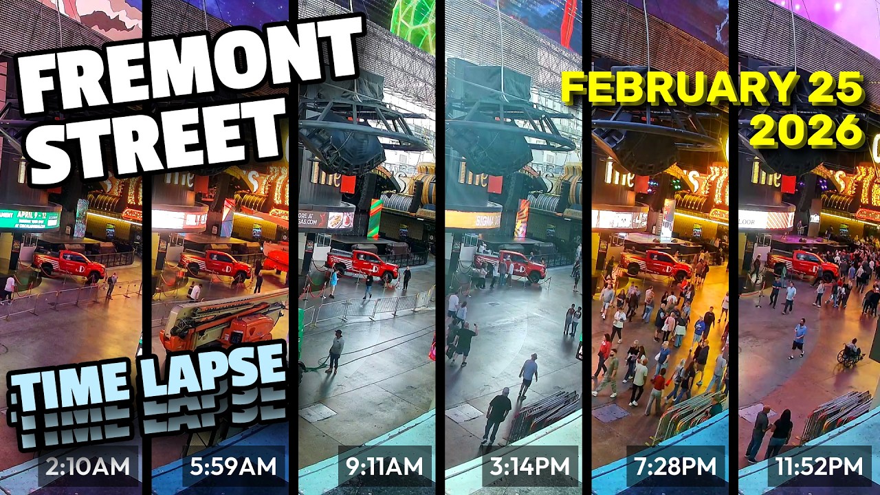 24 Hours On Fremont Street (Time Lapse) In Downtown LAS VEGAS - February 25, 2026
