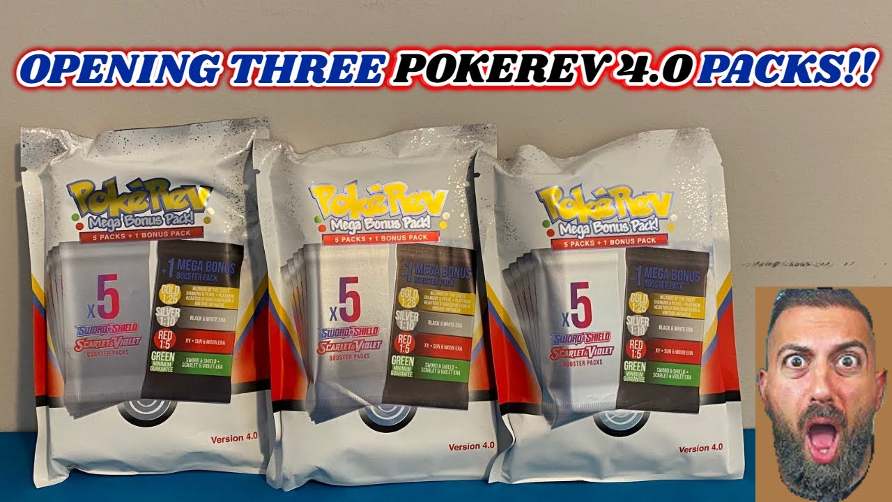 I opened THREE of the NEW @PokeRev 4.0 Mystery Packs -- Can we pull a GOLD VINTAGE PACK!!