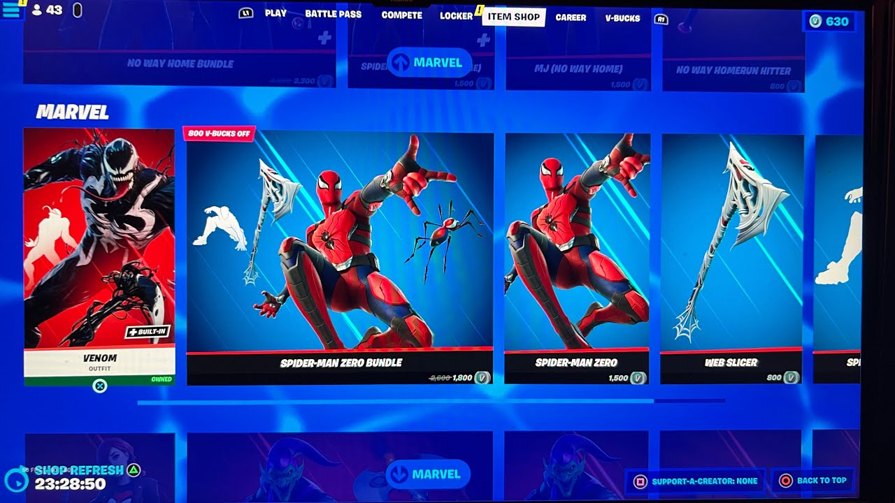 Fortnite Item Shop Update- (Marvel Skins Returned) August 6, 2022