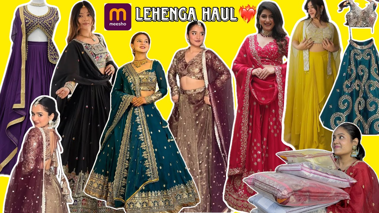 Meesho Heavy  Flare ￼Lehengas Haul at987₹/- try on  new collection #meeshohaul #review #lehenga ￼✨✨✨