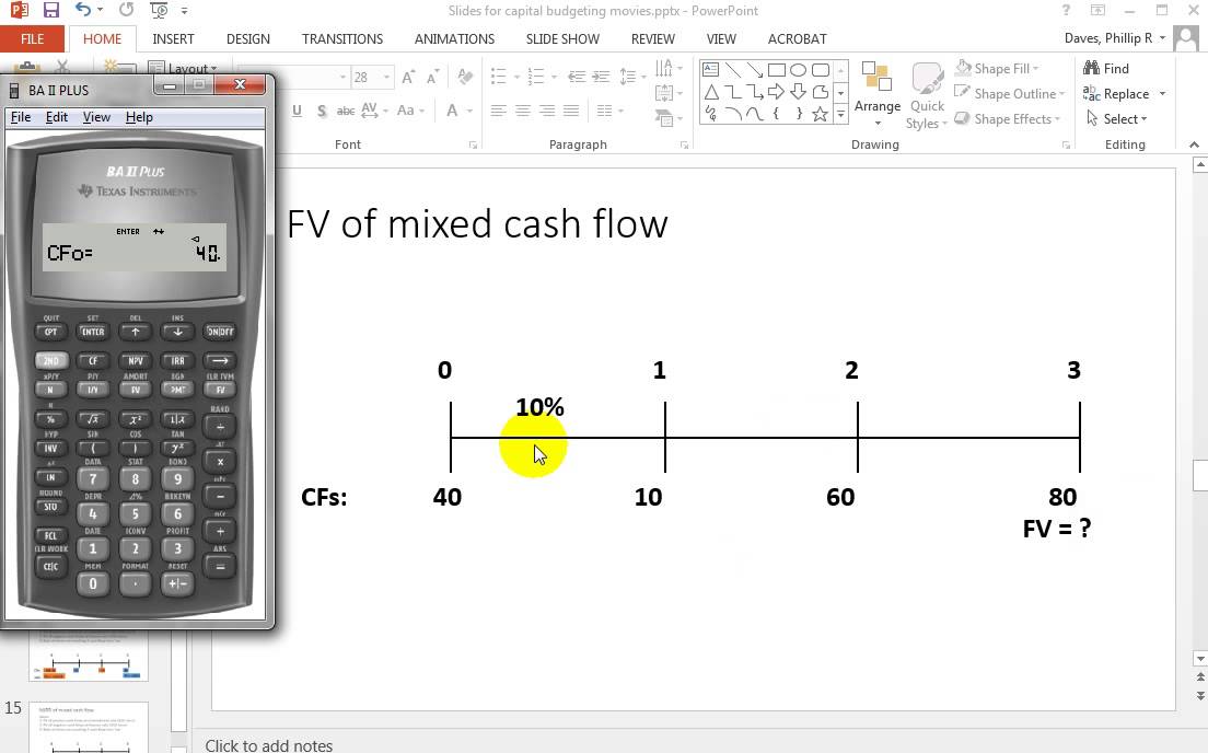 BA II Plus FV of mixed cash flows