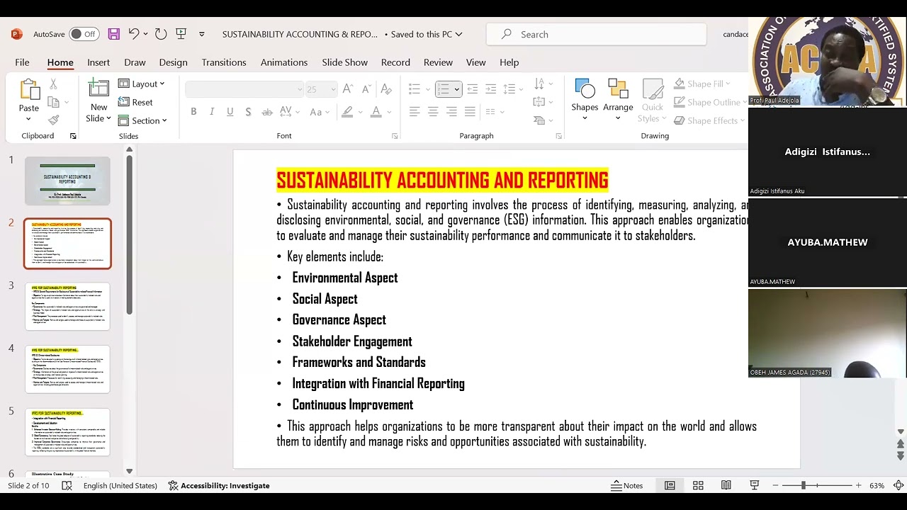 Overview of Sustainability Accounting & Reporting