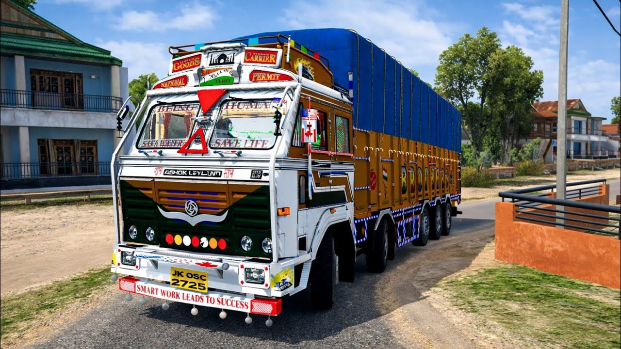🚛 Heavy Load Ashok Leyland 14 Chakka 🚚 | Indian Truck Driving 🇮🇳 | BUSSID