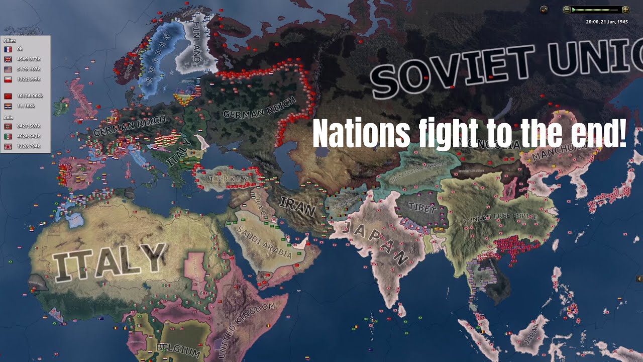What if Nations fought till the end? (No Surrender Mod) - Hoi4 Timelapse