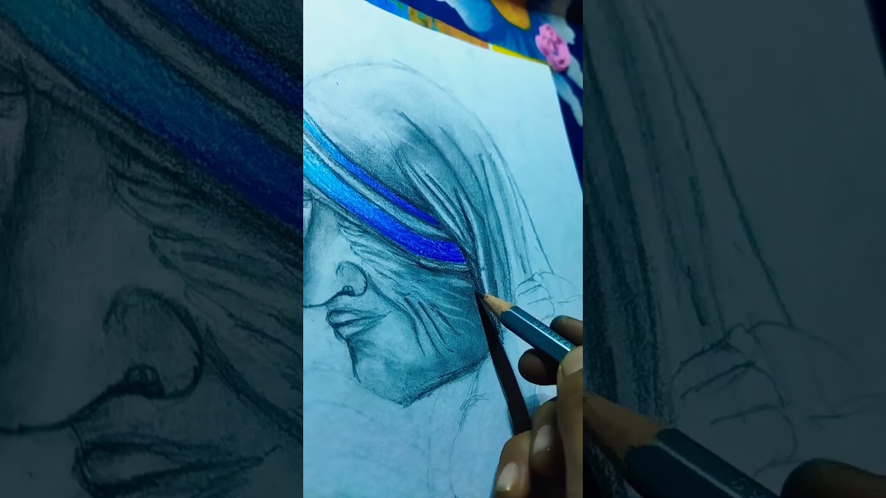 Mother Teresa and baby  drawing  #pancil  art #