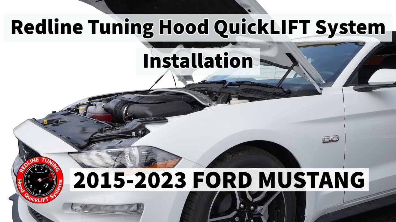 Redline Tuning (21-11035) Hood QuickLIFT System Installation compatible for 2015-2023 Ford Mustang
