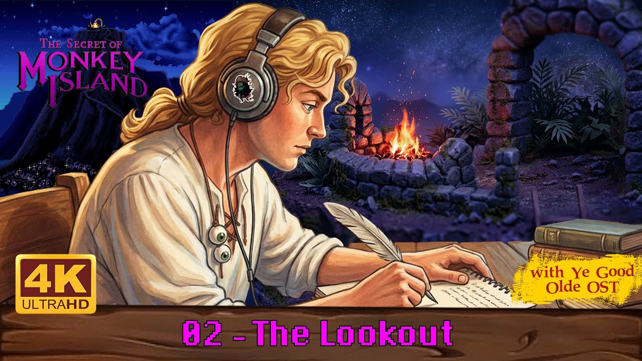 The Secret of Monkey Island | 4K AI Remake - Relaxing Video Game Vintage Music - 02 - The Lookout