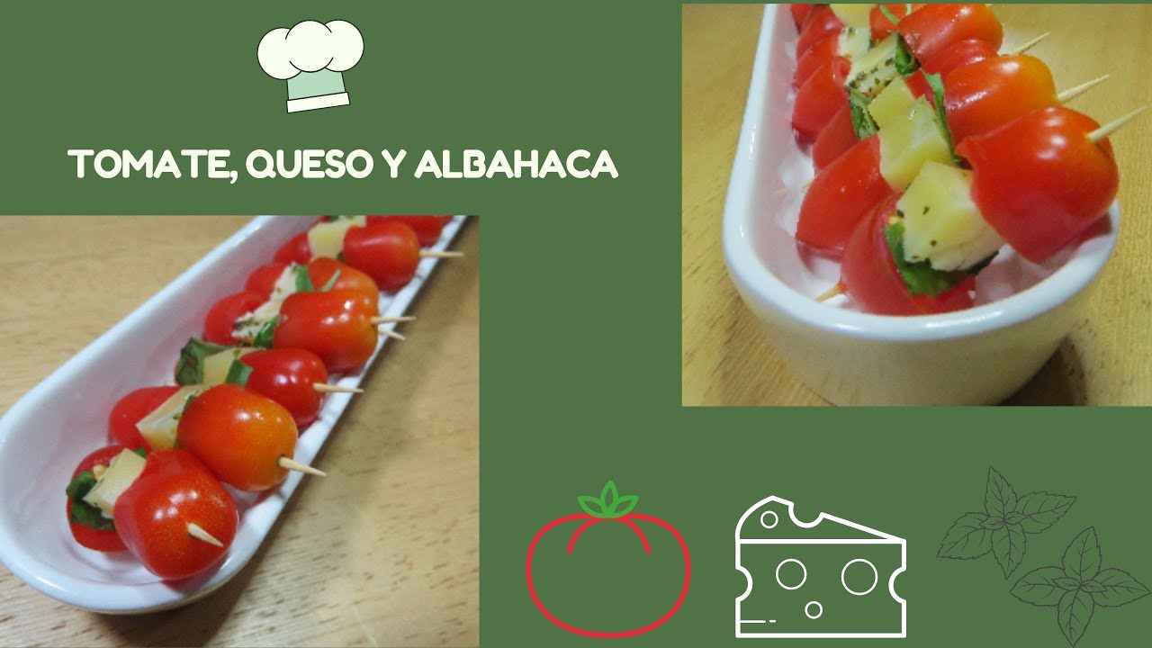Mini brochetas de tomate cherry, queso y albahaca. Super facil. Riquisimas.  aperitivo-  picada-