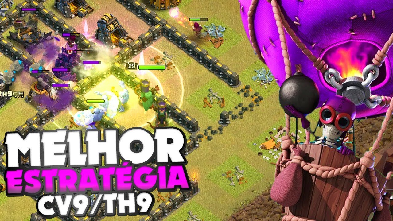 A MELHOR ESTRATÉGIA DE CV9/TH9 PARA DAR PT EM QUALQUER VILA NA GUERRA DO CLASH OF CLANS!!