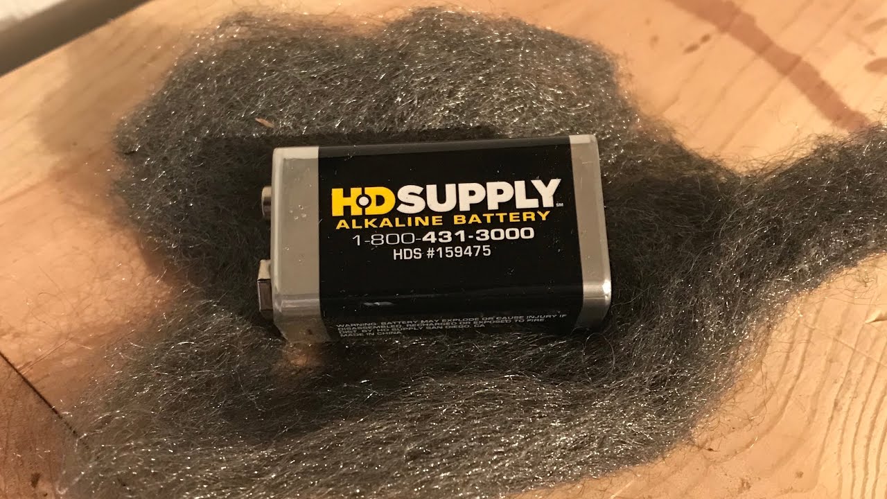 9V Battery and Steel Wool (000) Fire Starter