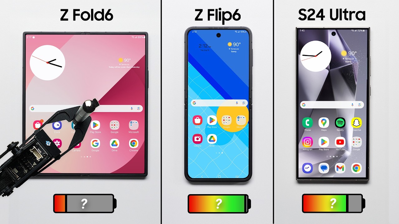 Galaxy Z Fold 6 vs. Flip 6 vs. S24 Ultra Battery Test