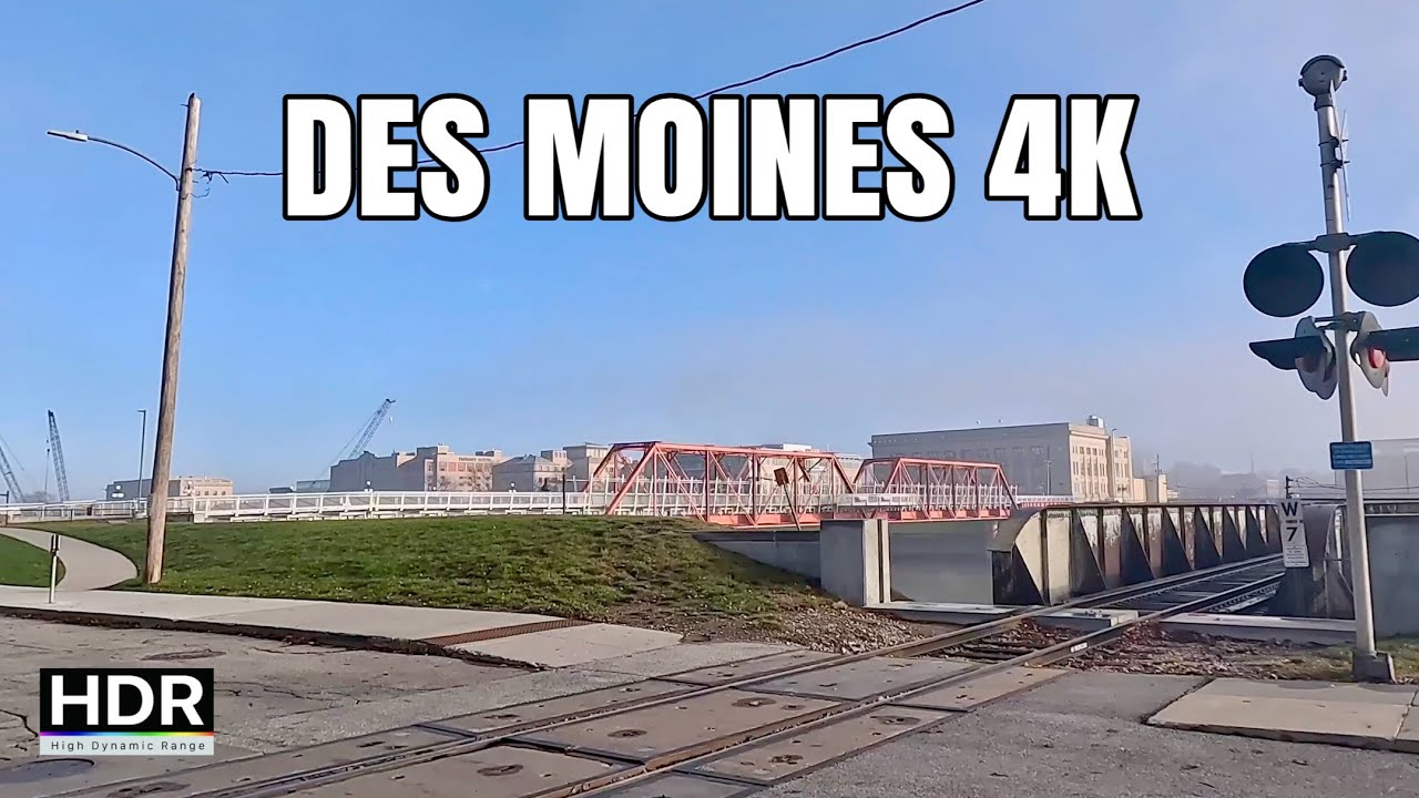 Driving Des Moines Downtown 4K || Iowa State Capital, Pappajohn Sculpture Park