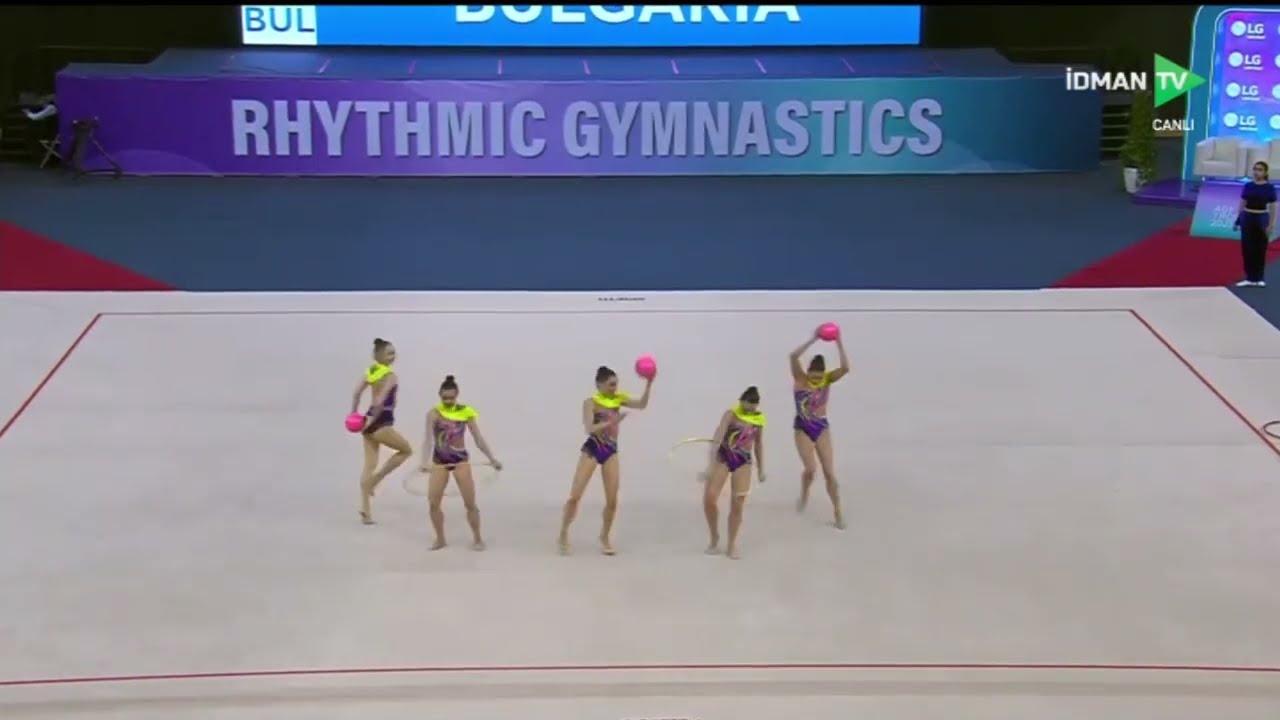 Bulgaria Group 🥇 3 Balls 2 Hoops Qualifi (28.250) 2025 World Cup Baku Azerbaijan #rhythmicgymnastics