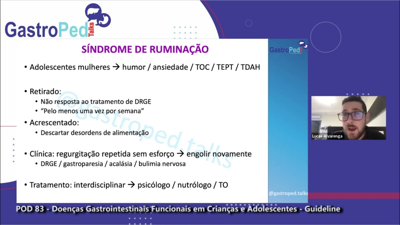 POD 83 - Doenças Gastrointestinais Funcionais em Crianças e Adolescentes - Guideline