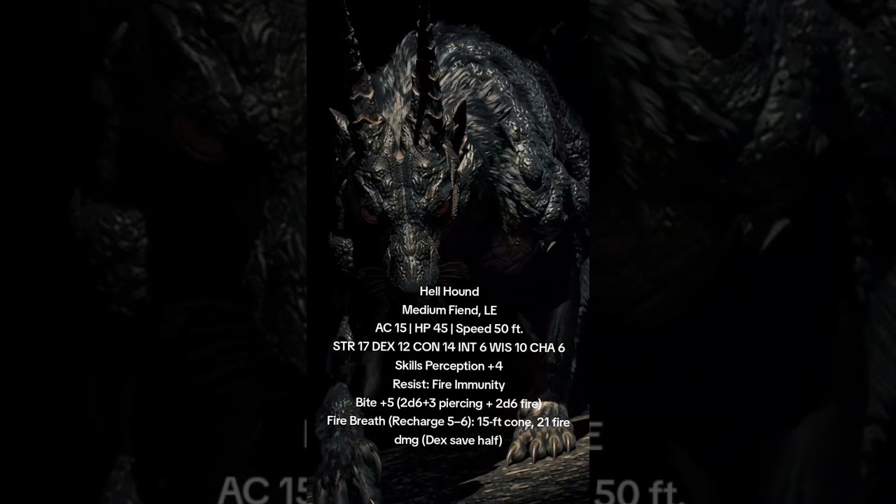 hell hound 5e DnD! #DNDAdventure #MonsterEncounter #DungeonDelve #FantasyBattles #RPG