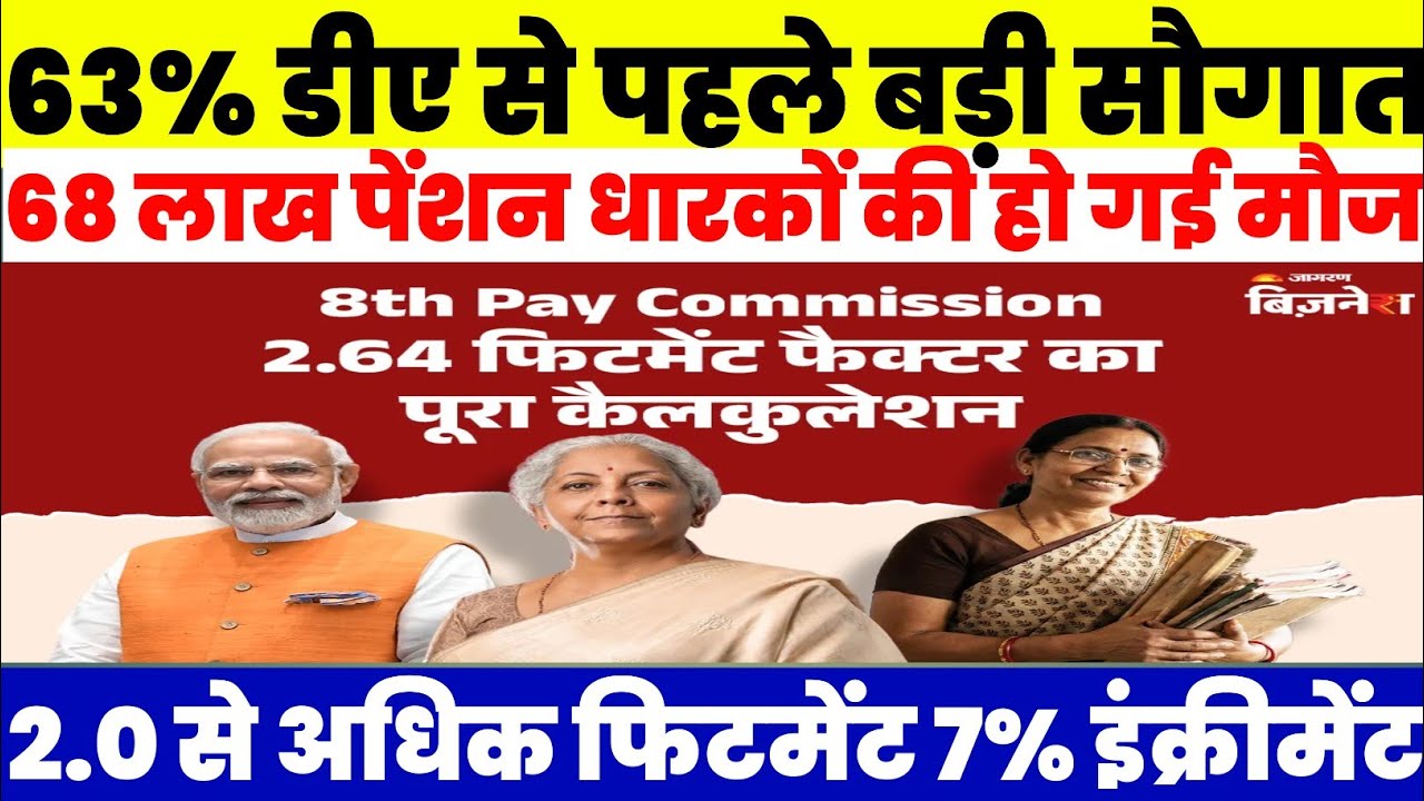 🔥63% डीए से पहले बड़ी सौगात,2.0फ़िटमेंट 7%इन्क्रीमेंट सहित पेंशन बढ़ोतरी पर मोहर #8thcpc #pension #modi