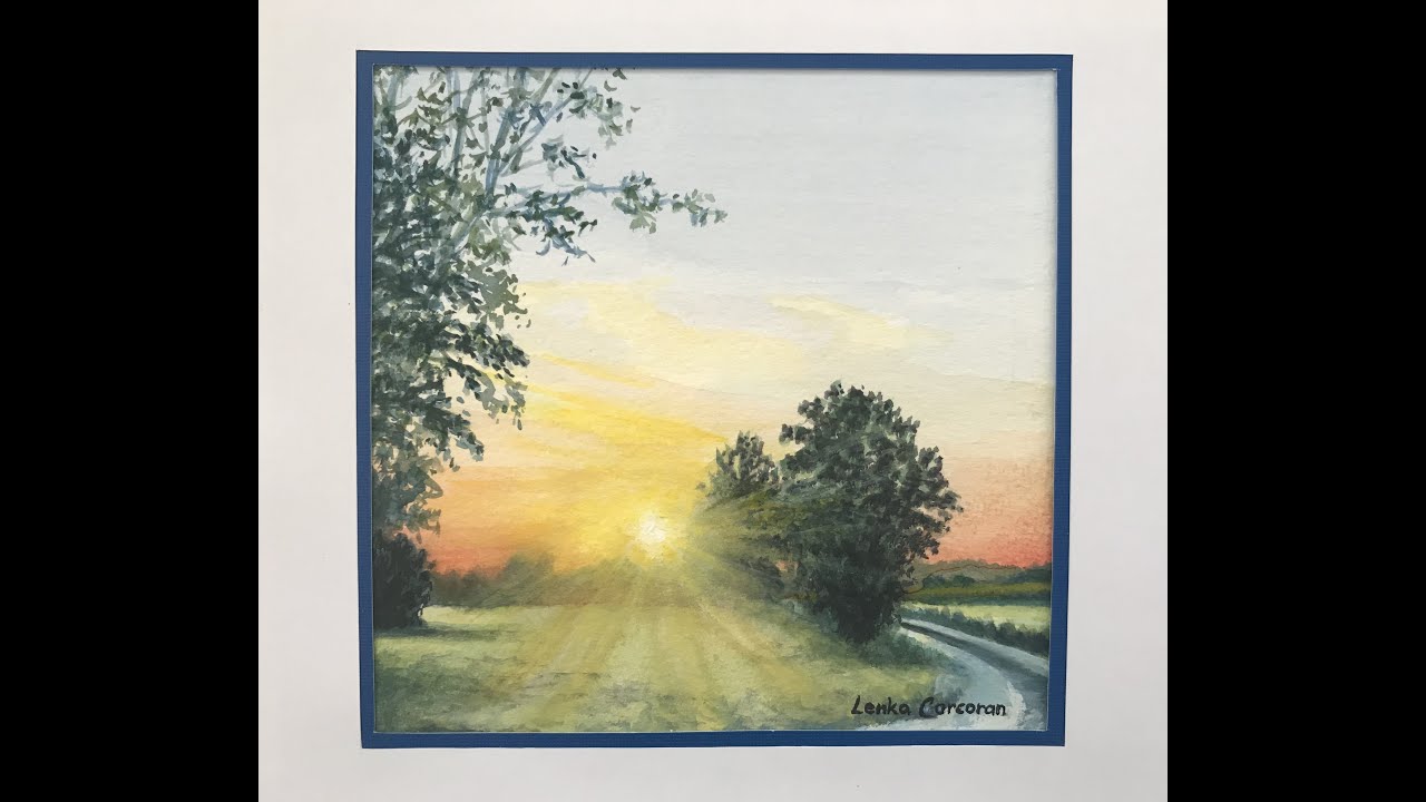 Watercolor Sunrise in Czechia high-speed painting
