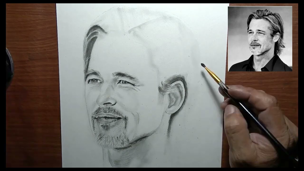 Celebrity (brad pitt) charcoal drawing.
