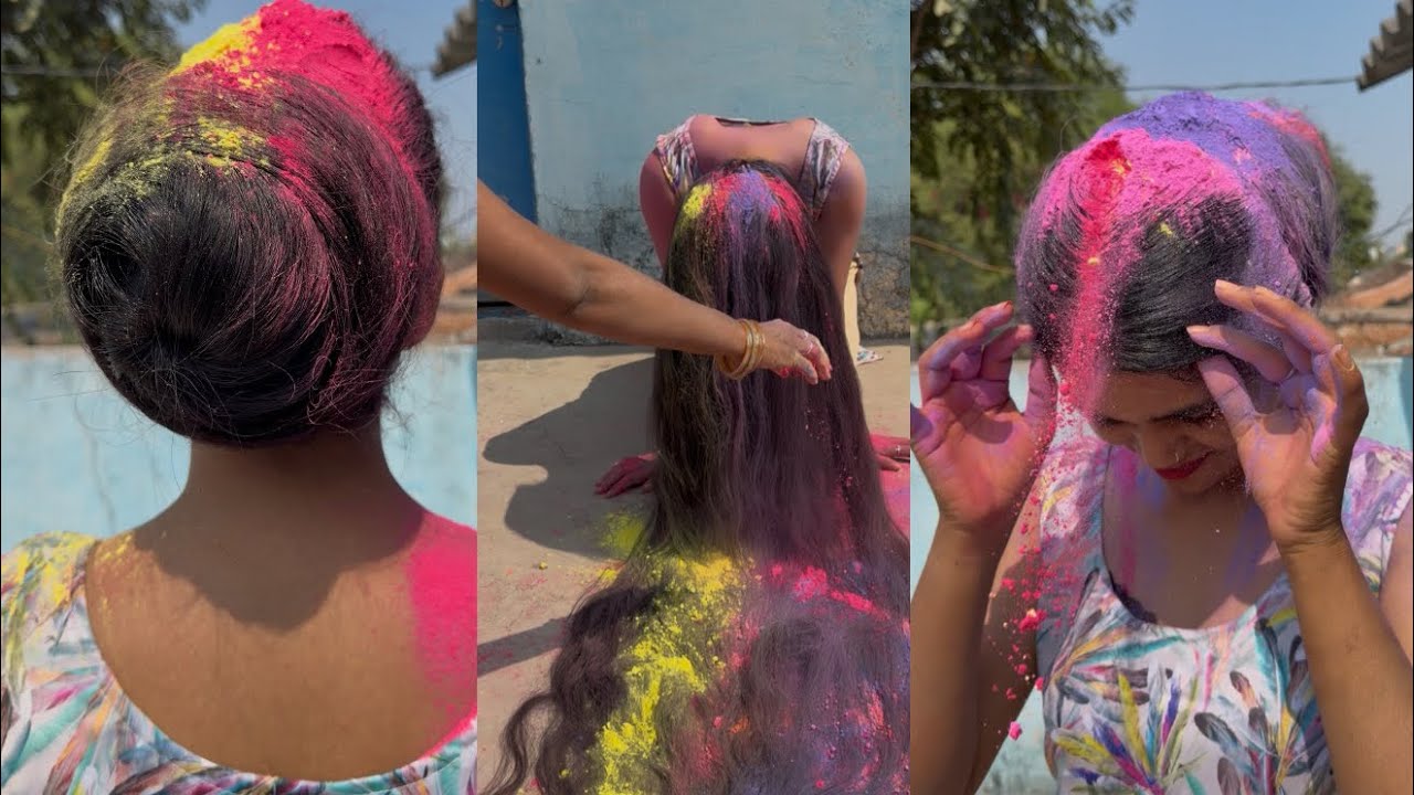 Holi me hairs pe color lagana blog video  #longhairs #hairstyle #holi #blog #trending 