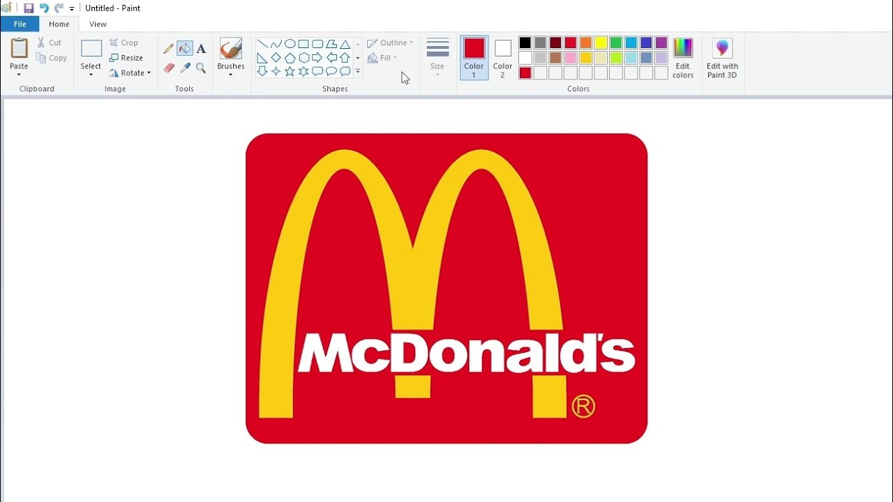 How to draw the McDonald's logo 1975 to present using MS Paint | How to draw on your computer