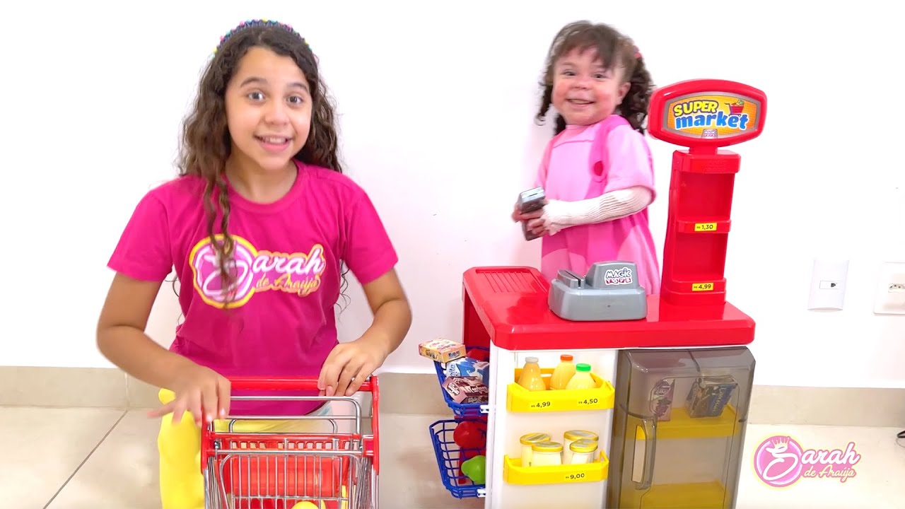 SARAH E ELOAH fingem brincar de SUPERMERCADO história engraçadas PARA CRIANÇAS story for kids