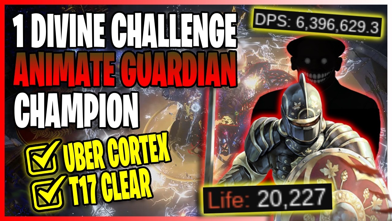 This Build is INSANE! Animate Guardian of Smiting Champion - 1 Divine Challenge | Path of Exile 3.28