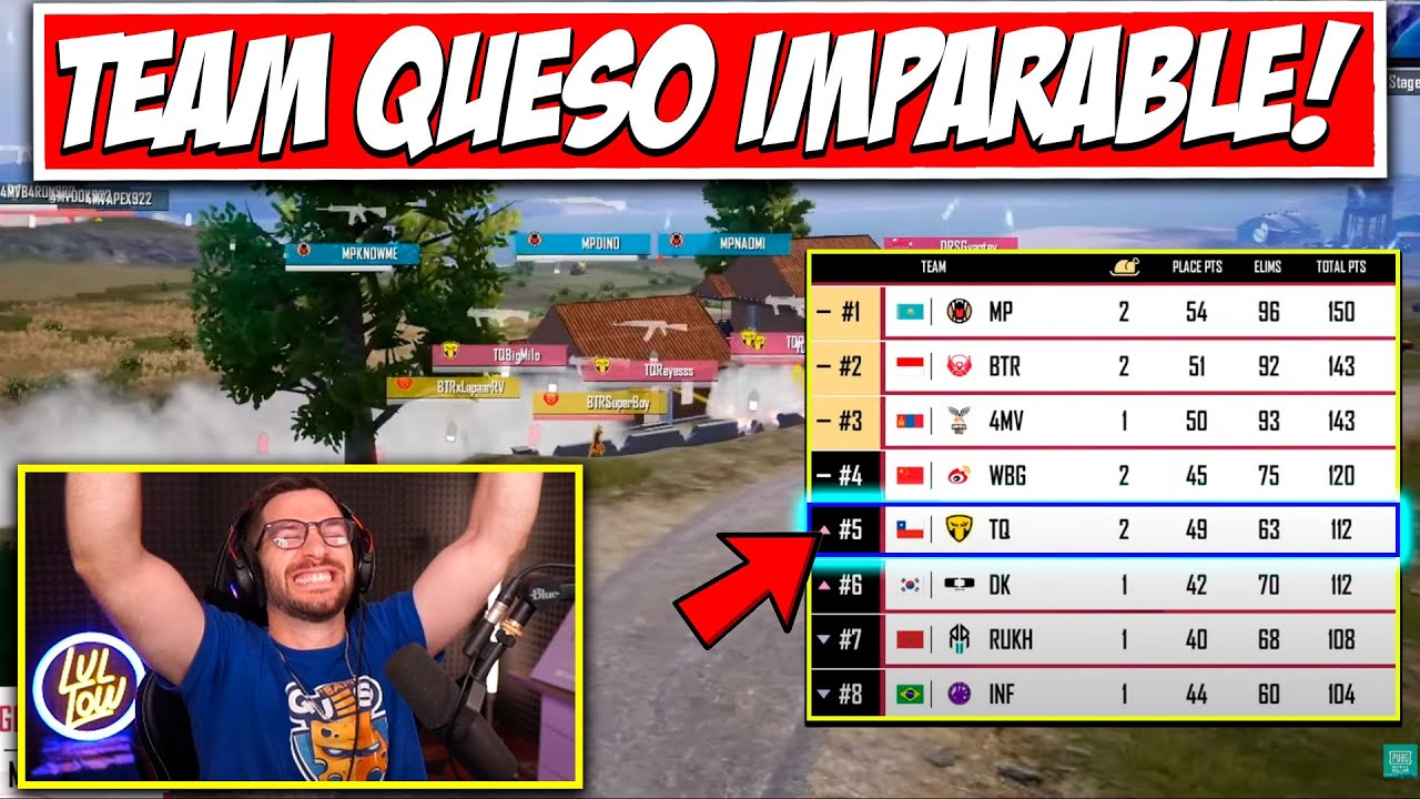 TEAM QUESO PASA DEL PUESTO 12 AL 5 EN UN SOLO DIA!! SE PRENDIO EL MUNDIAL DE PUBG MOBILE! LVLLOW
