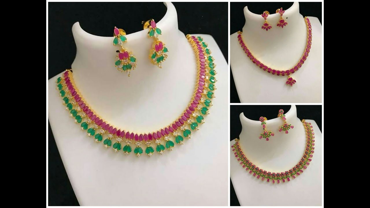 Latest 1grm gold Necklace,earrings with price