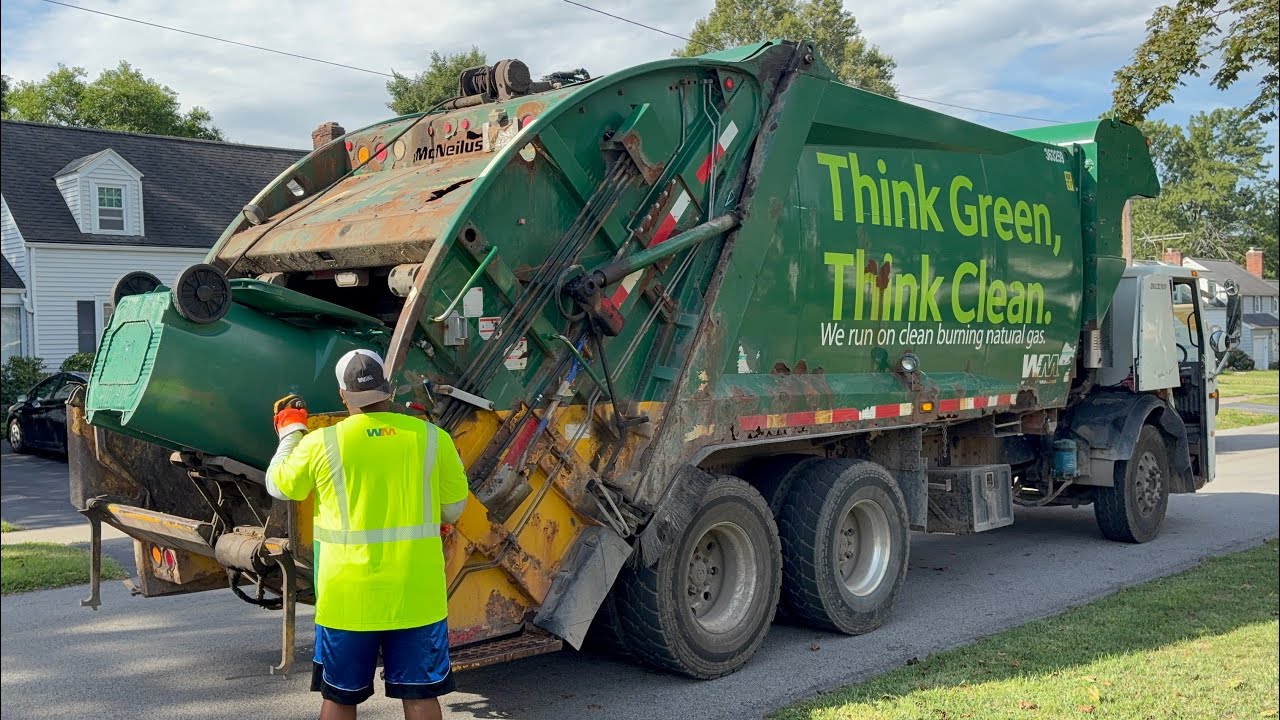 Waste Management Mack LEU CNG McNeilus Rear Loader Garbage Truck