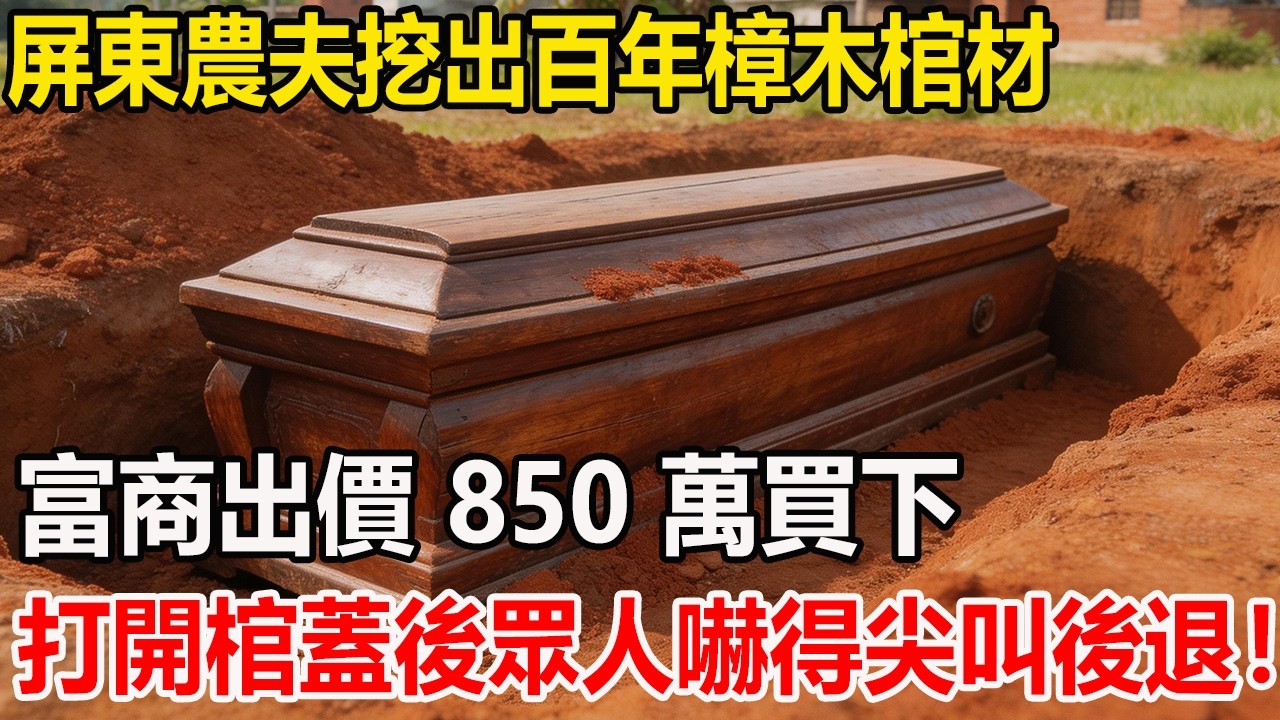 屏東農夫挖出百年樟木棺材，富商出價 850 萬買下，打開棺蓋後眾人嚇得尖叫後退！