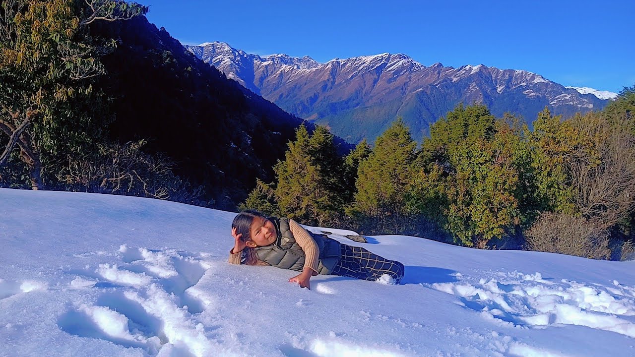 Joyful Life of Snow-Covered Mountains in Remote Village, Nepal 