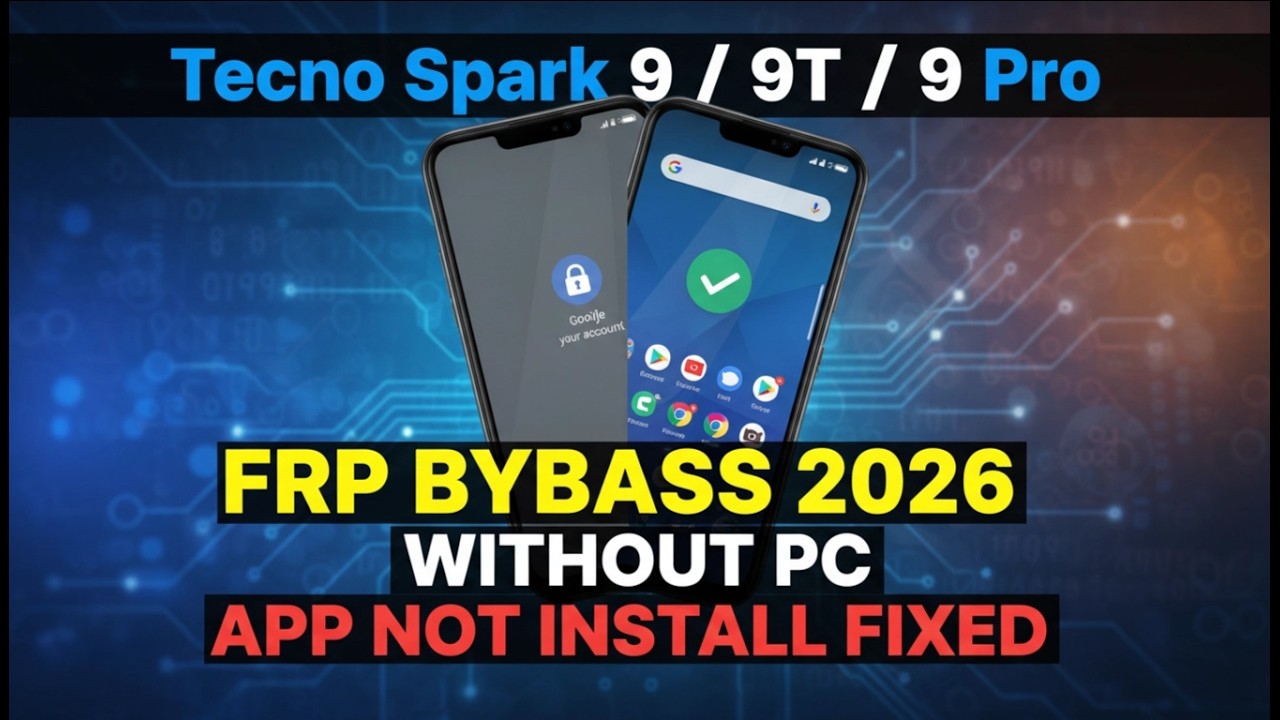 Tecno Spark 9 / 9T / 9 Pro FRP Bypass Without Pc 2026 | App Not Install | Google Account Bypass