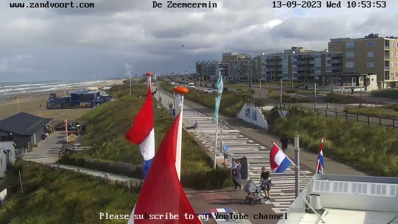 🔴Live webcam beach and boulevard Barnaart Zandvoort (Home to the Dutch Grand Prix), The Netherlands
